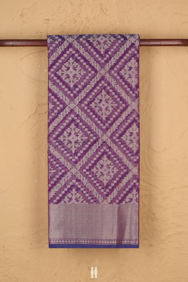 Kota Cotton Saree In Purple With Diamond Design