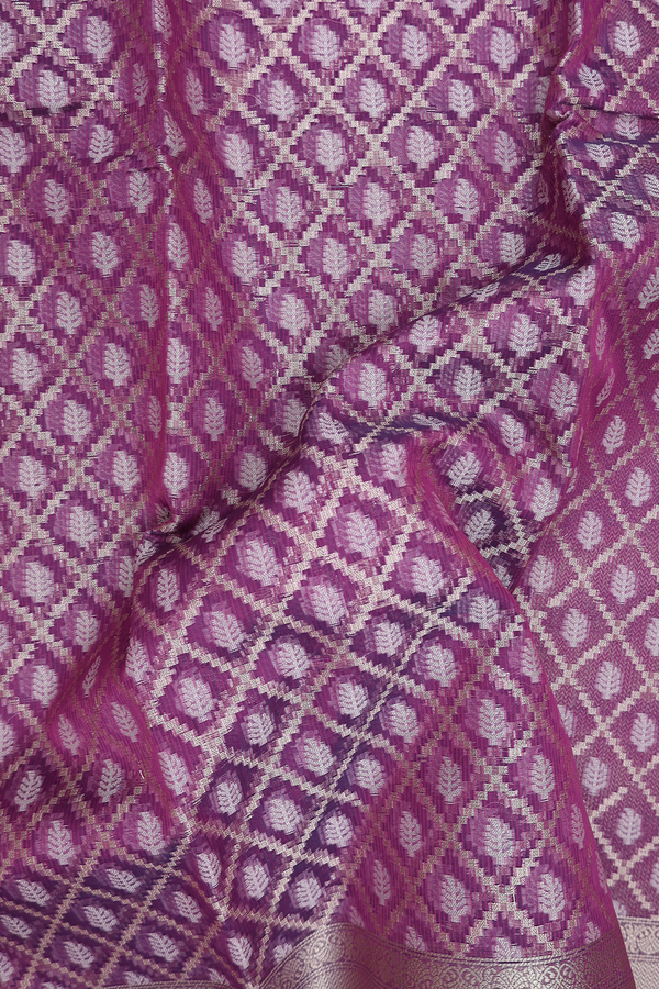 Kota Cotton Saree In Purple With Diamond Design