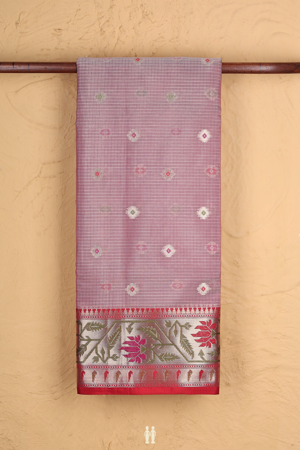 Kota Cotton Saree In Purple With Floral Buttas