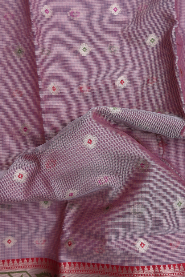 Kota Cotton Saree In Purple With Floral Buttas