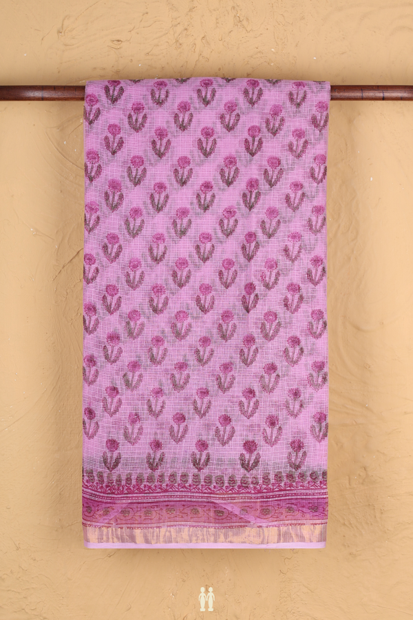 Kota Cotton Saree In Purple With Floral Design