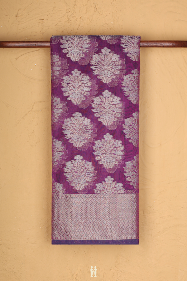 Kota Cotton Saree In Purple With Floral Design