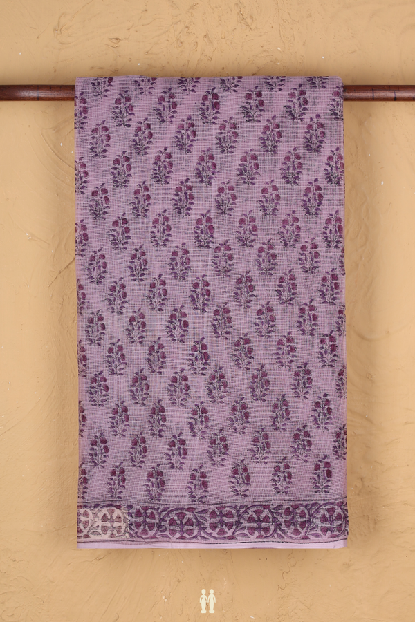 Kota Cotton Saree In Purple With Floral Design