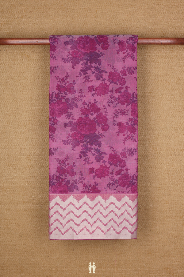 Kota Cotton Saree In Purple With Floral Design