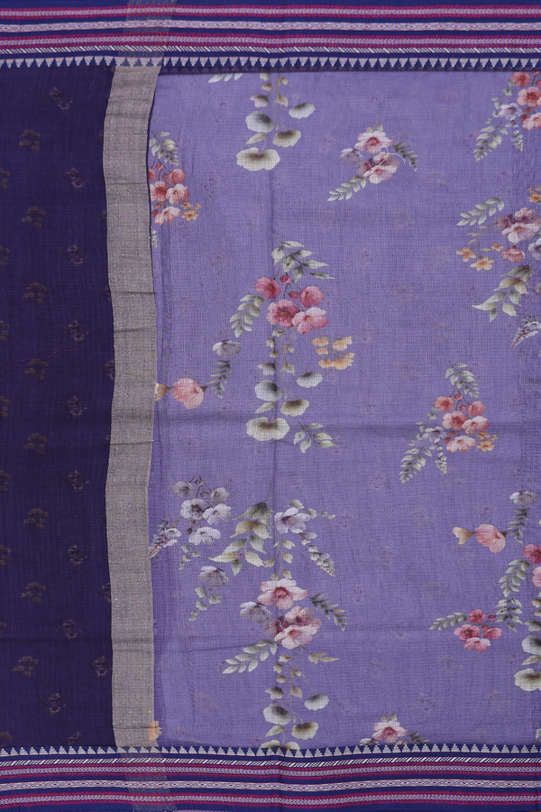 Kota Cotton Saree In Purple With Floral Design
