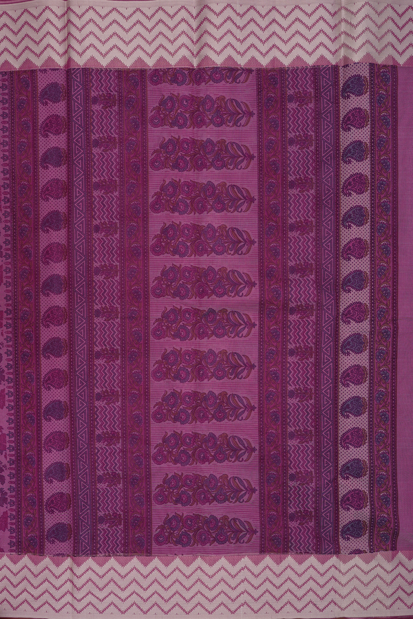 Kota Cotton Saree In Purple With Floral Design