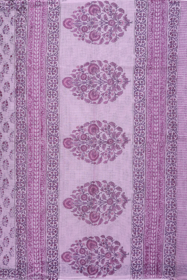 Kota Cotton Saree In Purple With Floral Design