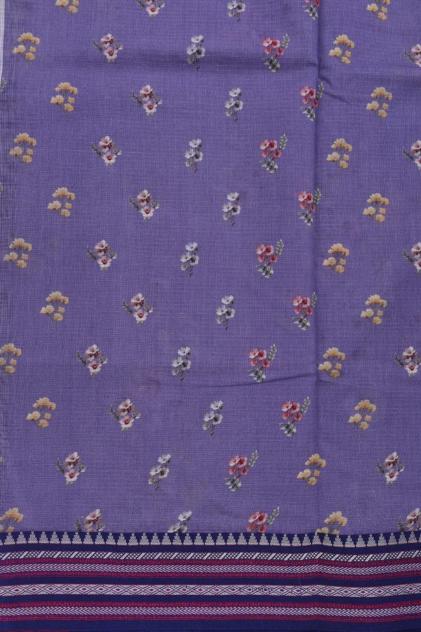 Kota Cotton Saree In Purple With Floral Design