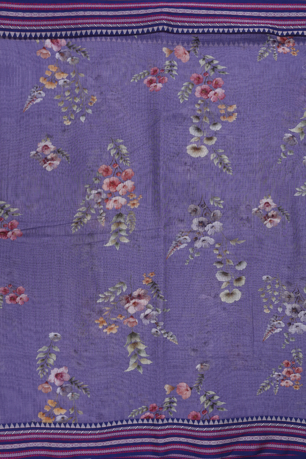 Kota Cotton Saree In Purple With Floral Design