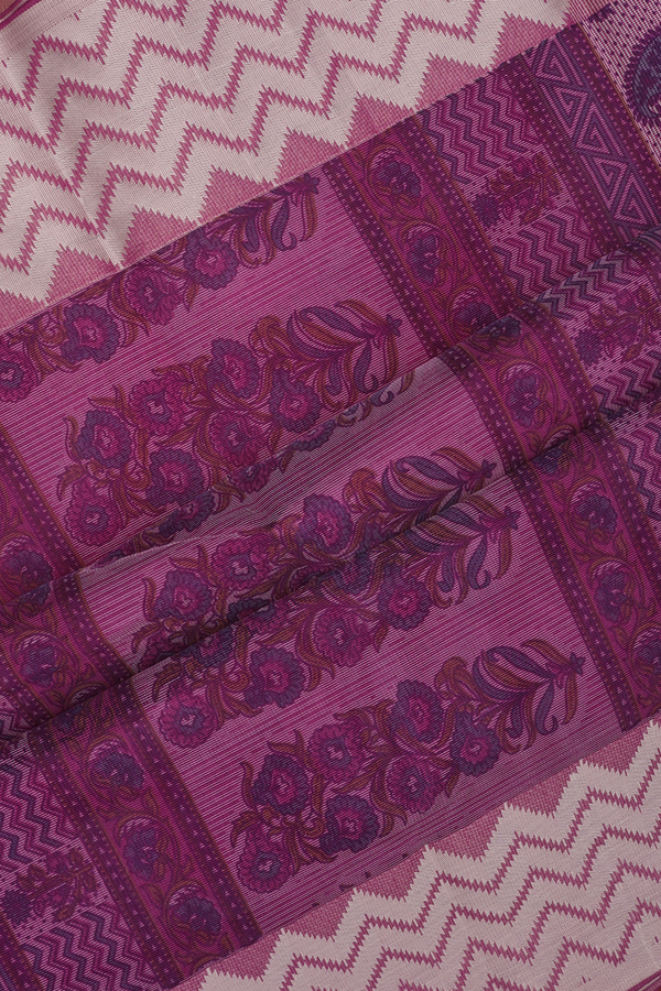 Kota Cotton Saree In Purple With Floral Design