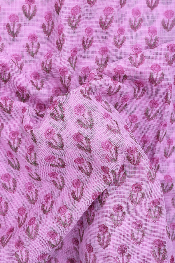 Kota Cotton Saree In Purple With Floral Design