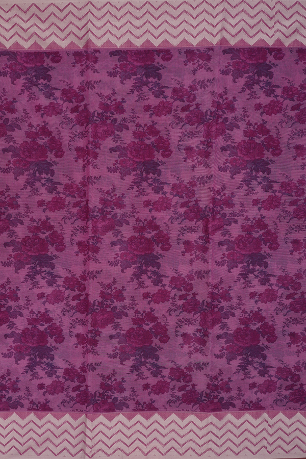 Kota Cotton Saree In Purple With Floral Design