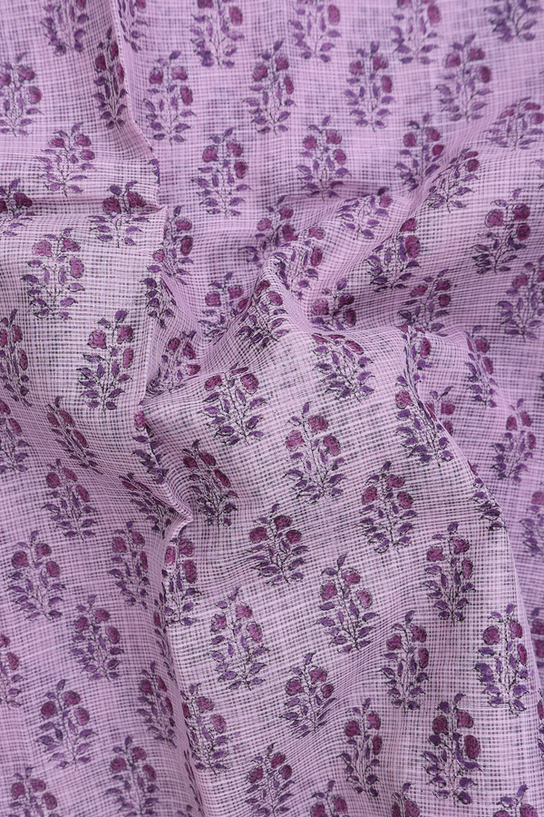 Kota Cotton Saree In Purple With Floral Design
