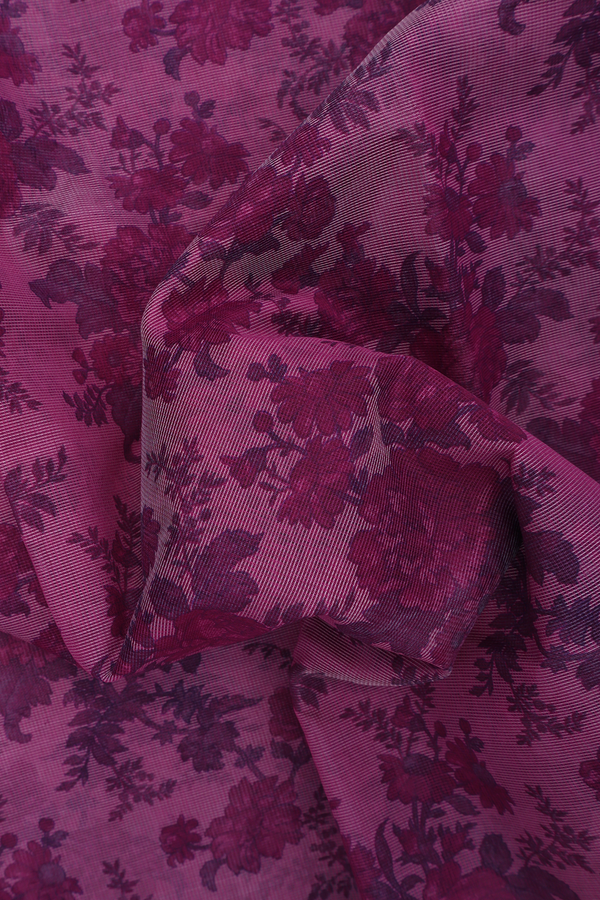 Kota Cotton Saree In Purple With Floral Design