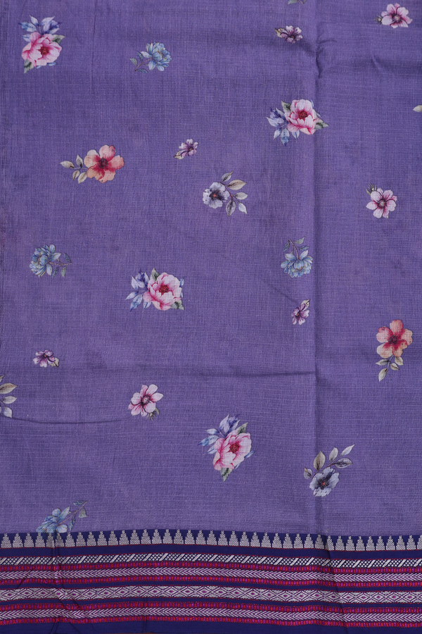 Kota Cotton Saree In Purple With Floral Printed Design