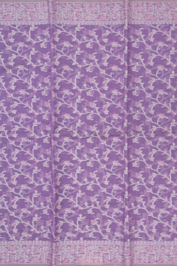 Kota Cotton Saree In Purple With Threadwork Design