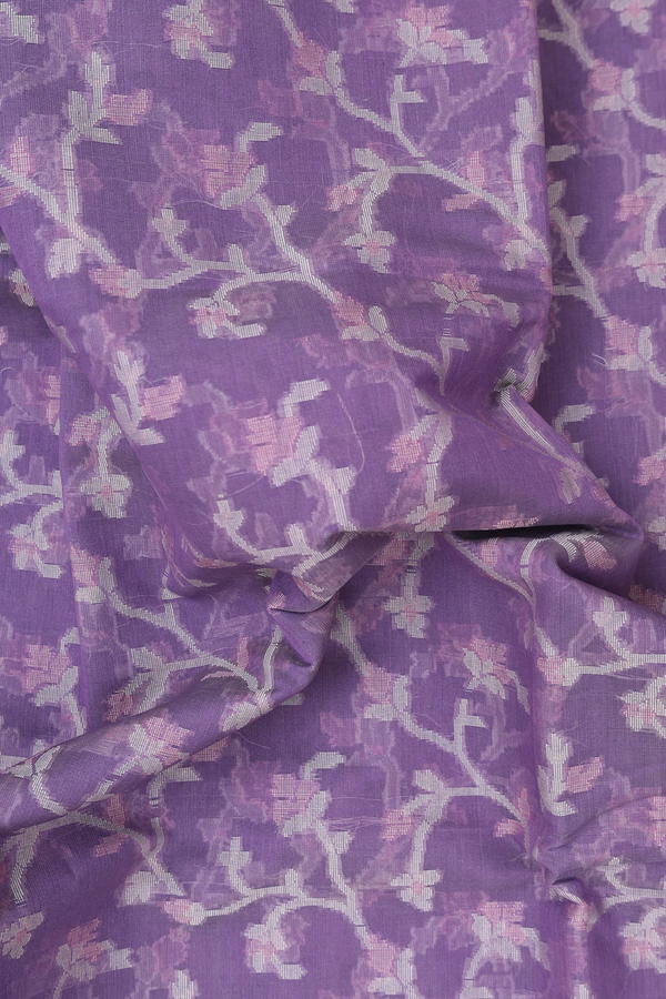Kota Cotton Saree In Purple With Threadwork Design