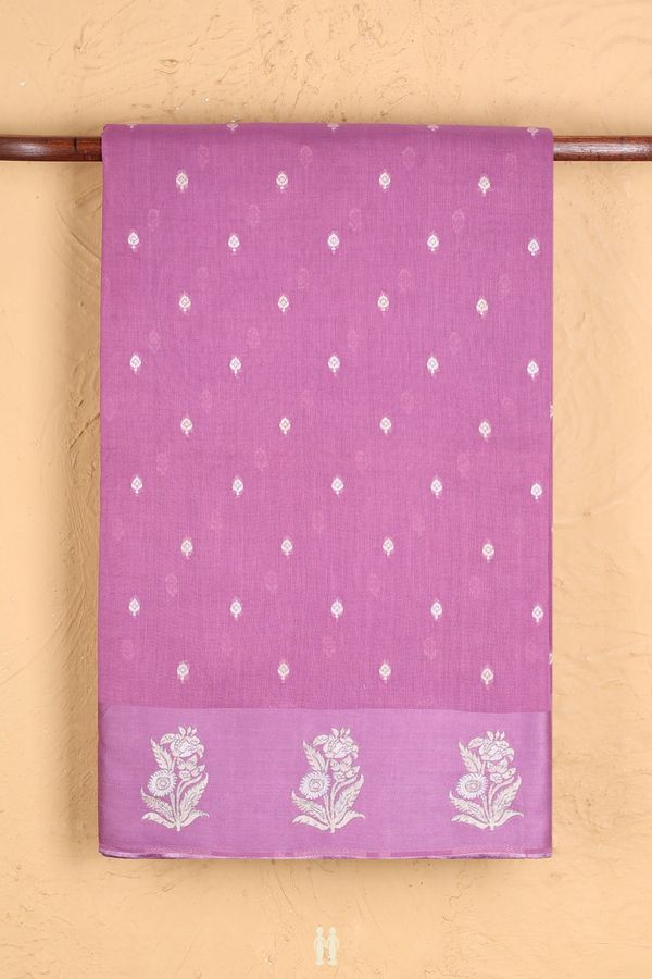 Kota Cotton Saree In Purple With Zari Buttas