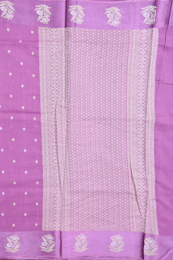 Kota Cotton Saree In Purple With Zari Buttas