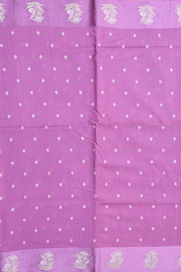 Kota Cotton Saree In Purple With Zari Buttas