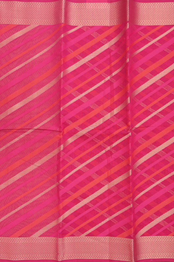 Kota Cotton Saree In Rani Pink With Diagonal Design