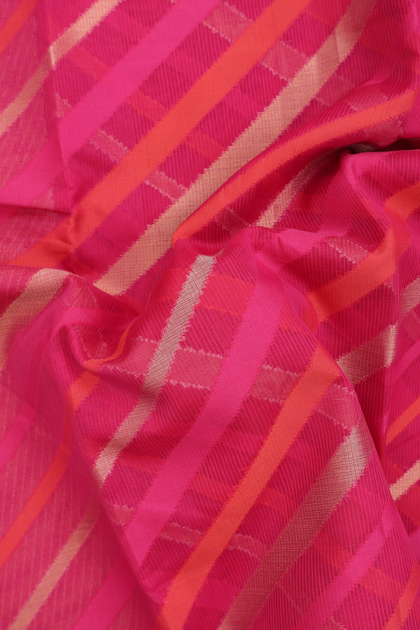 Kota Cotton Saree In Rani Pink With Diagonal Design