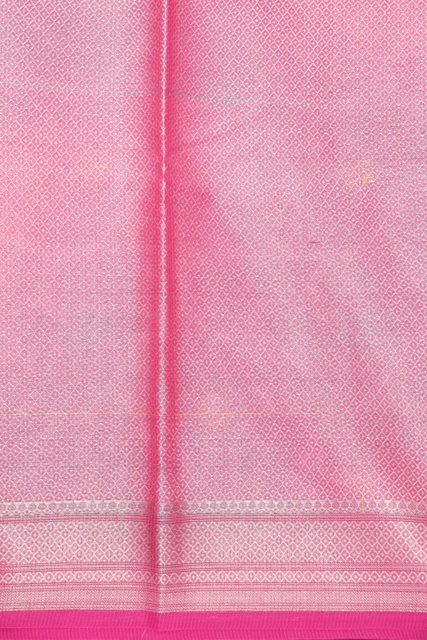 Kota Cotton Saree In Rani Pink With Floral Design