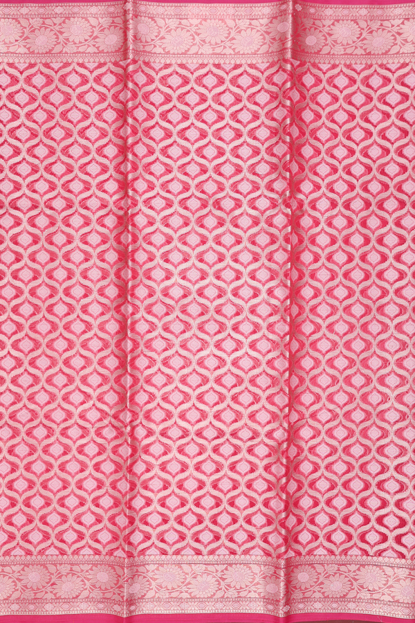 Kota Cotton Saree In Rose Red With Scallop Design