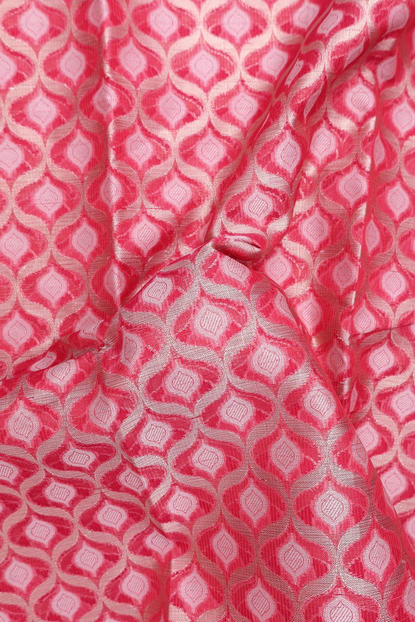 Kota Cotton Saree In Rose Red With Scallop Design