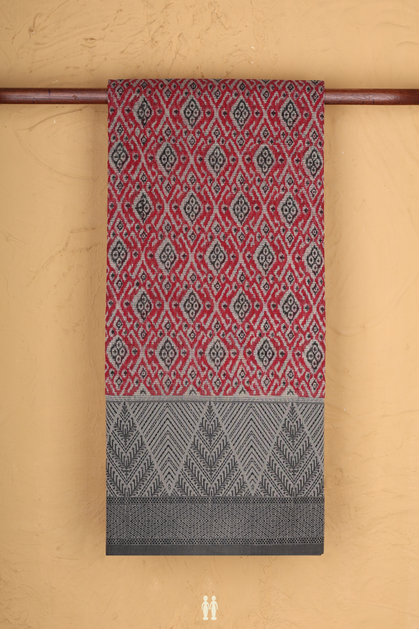Kota Cotton Saree In Red With Allover Design