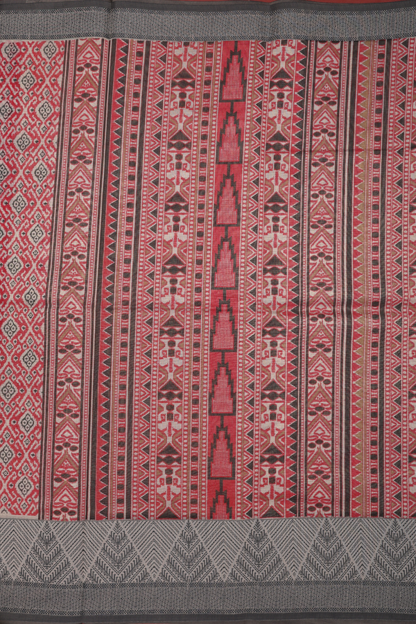 Kota Cotton Saree In Red With Allover Design