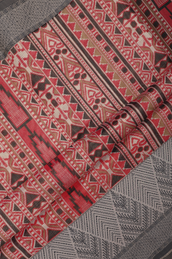 Kota Cotton Saree In Red With Allover Design