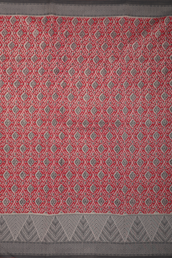 Kota Cotton Saree In Red With Allover Design