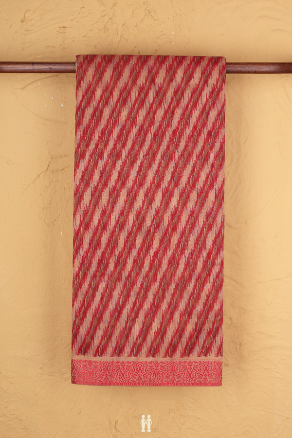 Kota Cotton Saree In Red With Diagonal Design
