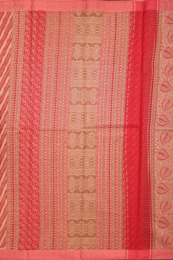 Kota Cotton Saree In Red With Diagonal Design