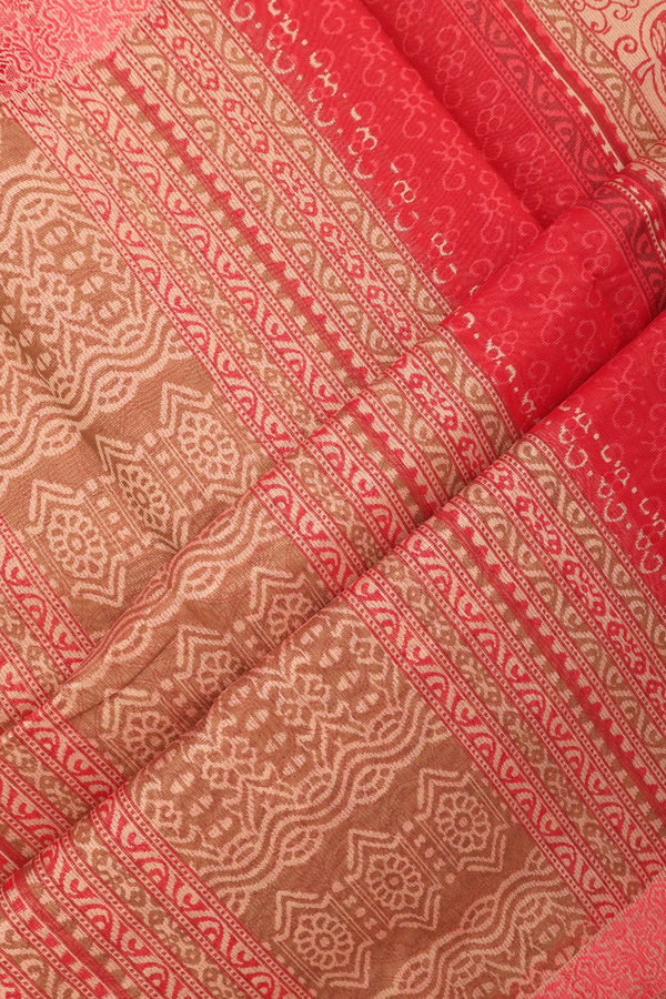Kota Cotton Saree In Red With Diagonal Design