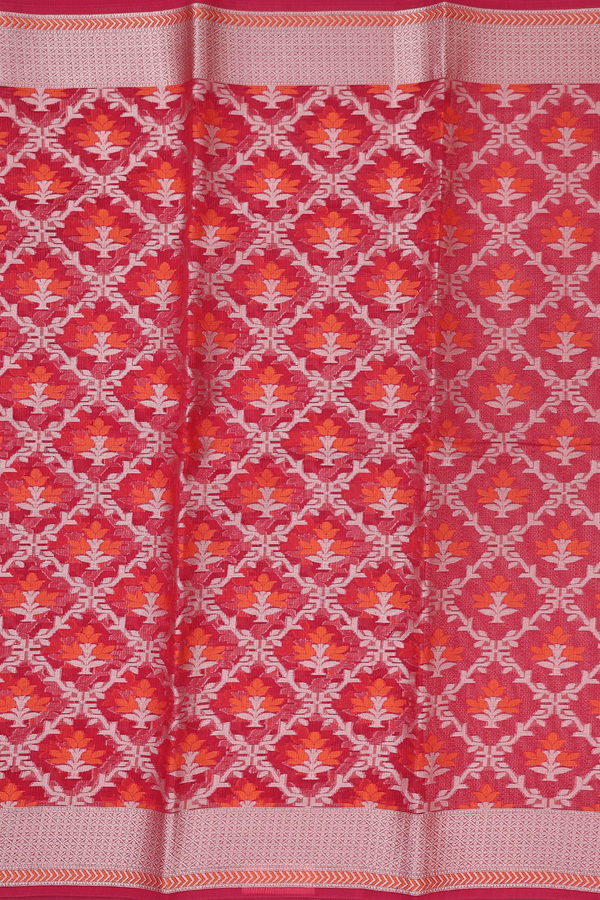 Kota Cotton Saree In Red With Diamond Design