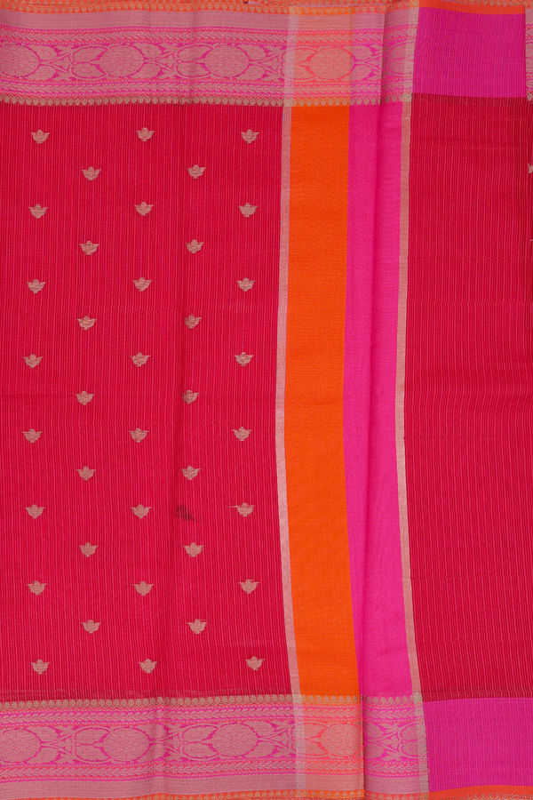 Kota Cotton Saree In Red With Floral Buttas