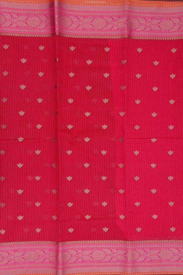 Kota Cotton Saree In Red With Floral Buttas