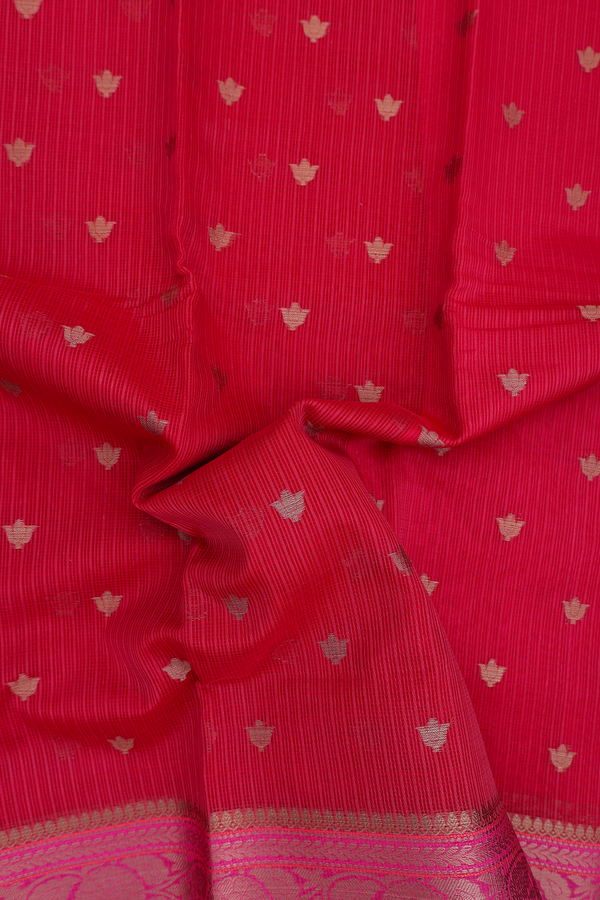 Kota Cotton Saree In Red With Floral Buttas