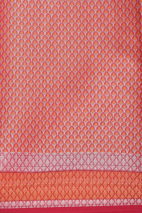 Kota Cotton Saree In Red With Floral Design