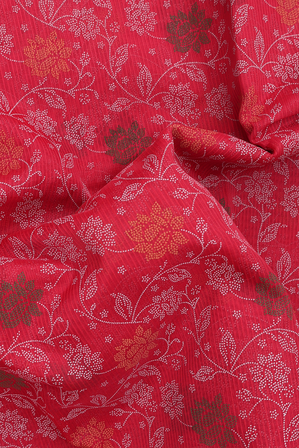 Kota Cotton Saree In Red With Floral Design