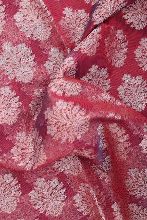Kota Cotton Saree In Red With Floral Design