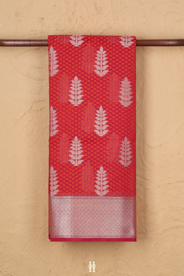 Kota Cotton Saree In Red With Zari Motifs