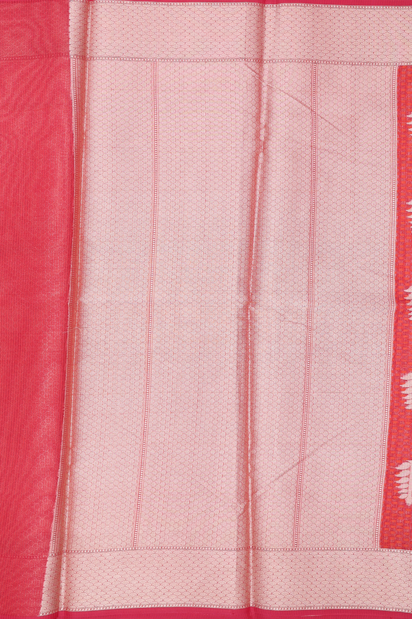 Kota Cotton Saree In Red With Zari Motifs
