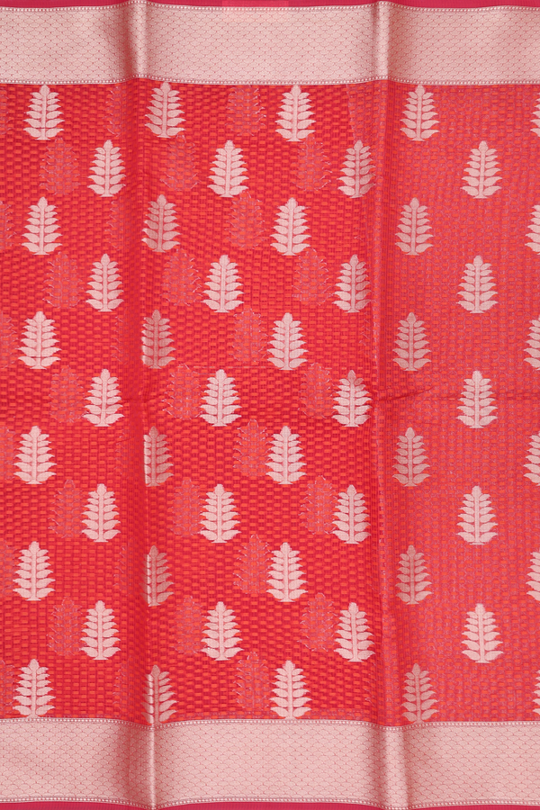 Kota Cotton Saree In Red With Zari Motifs