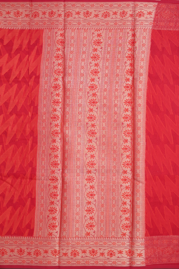 Kota Cotton Saree In Scarlet Red With Allover Design