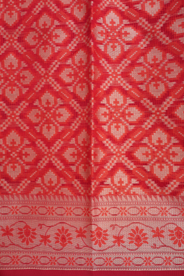 Kota Cotton Saree In Scarlet Red With Allover Design