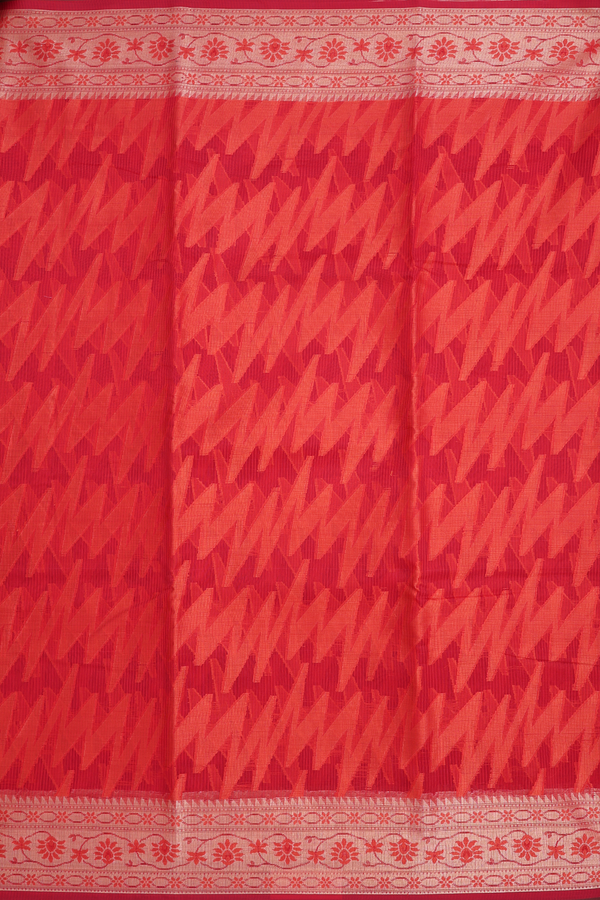 Kota Cotton Saree In Scarlet Red With Allover Design