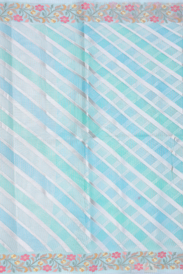 Kota Cotton Saree In Shades Of Blue With Diagonal Design